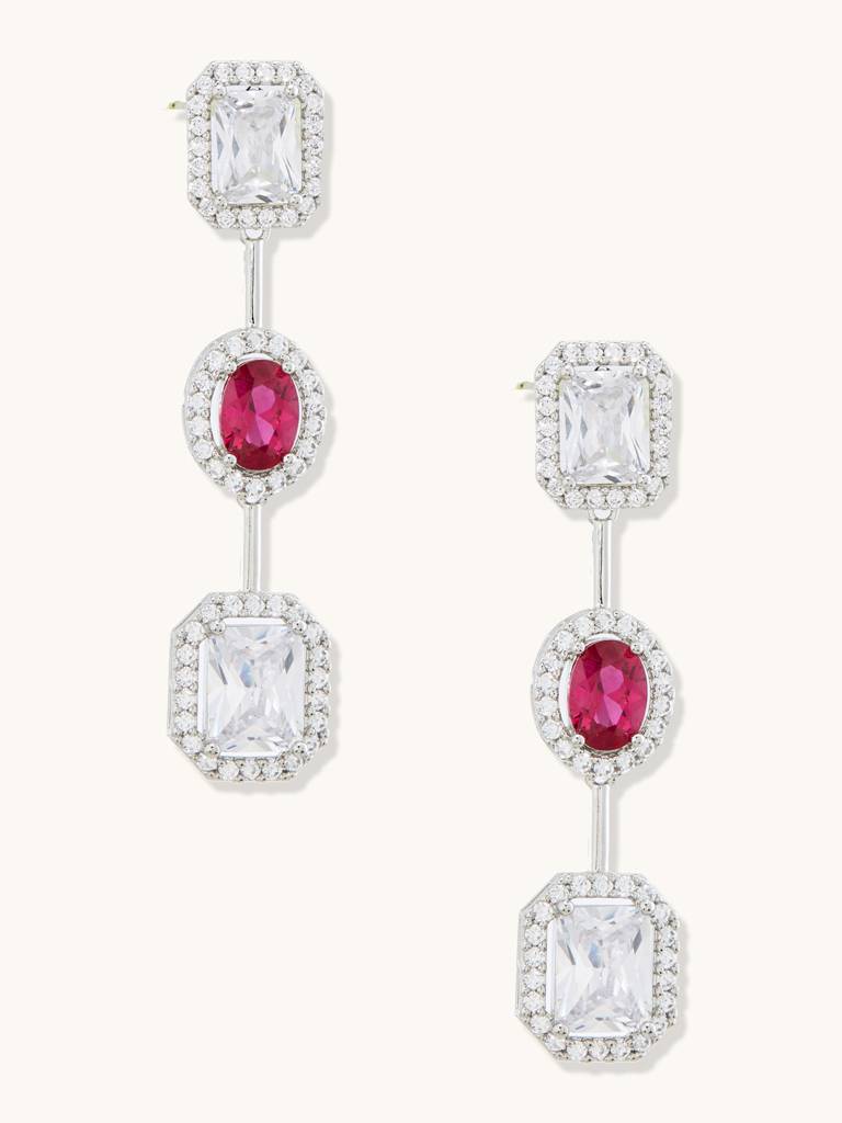 Cz Solitaire Ruby Necklace Set : YI24A0093N