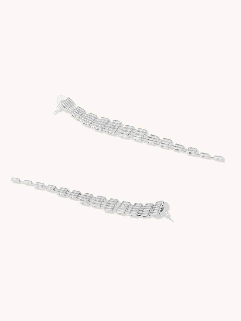 Cz Stone Silver Statement Earrings : YI24A0151E