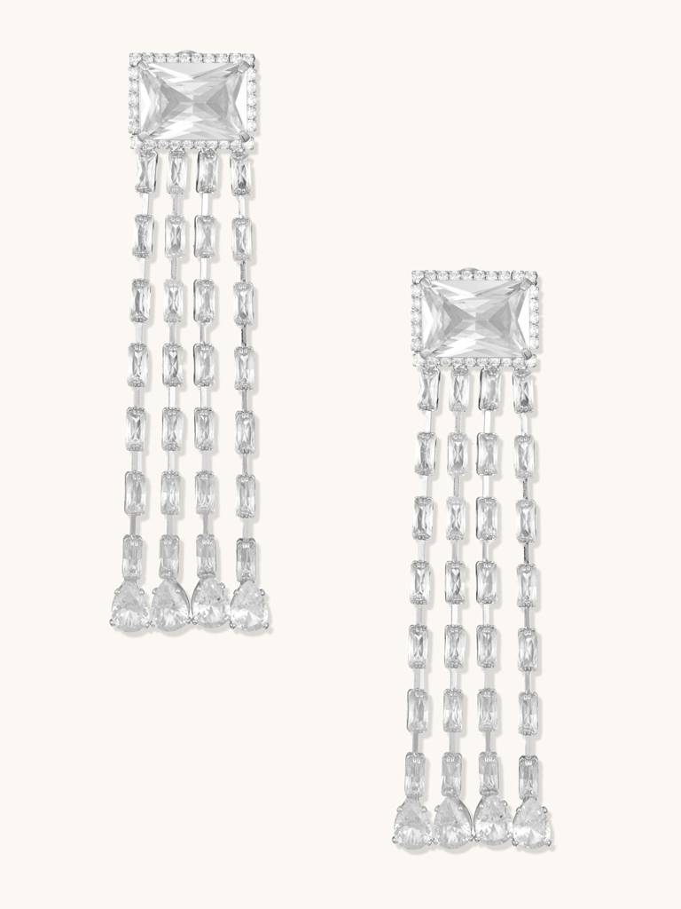 Silver Cz Stone Earrings : YI24A0154E
