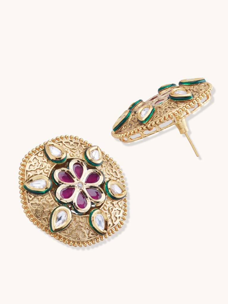 Royal Floral Kundan Studs : YI24A0104E