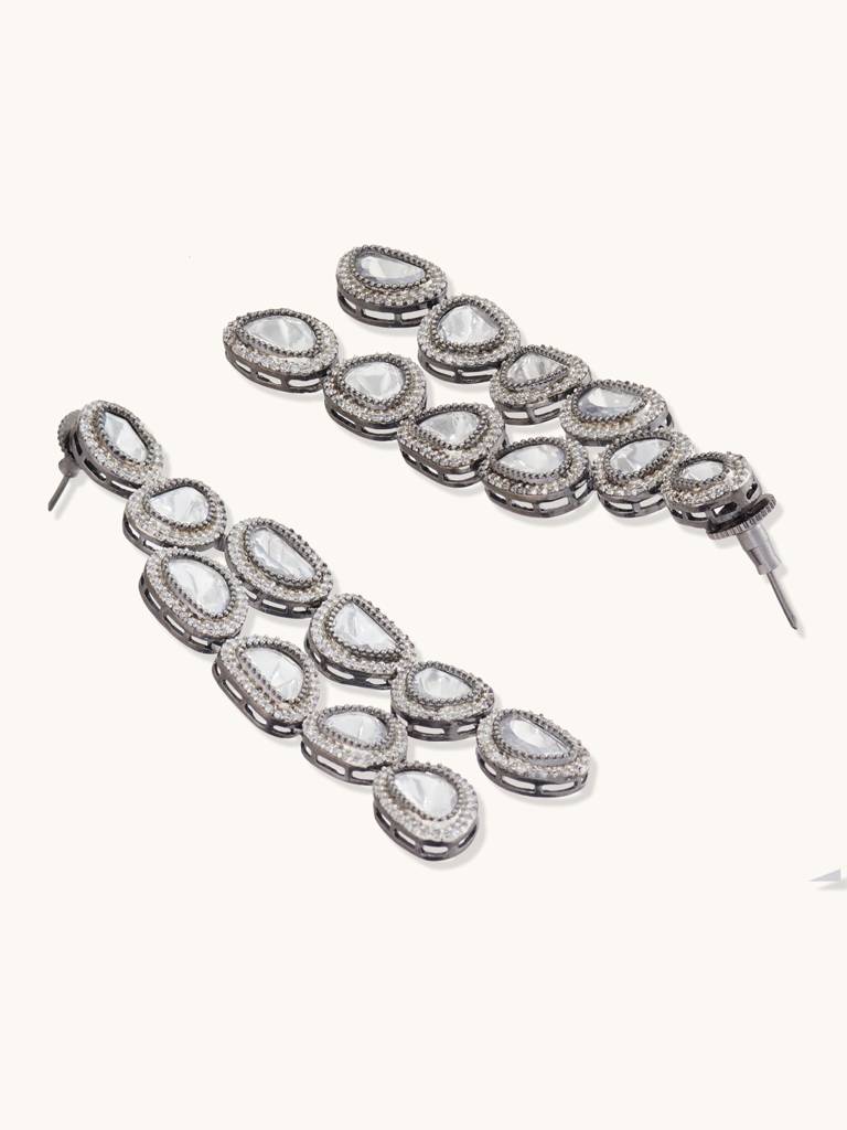 Stunning Silver Kundan Earrings : YI24A0107E