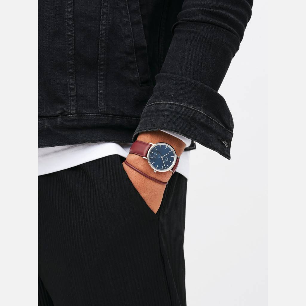 Daniel Wellington Leather Brown-Silver Leather Unisex Bracelet : DW00400718