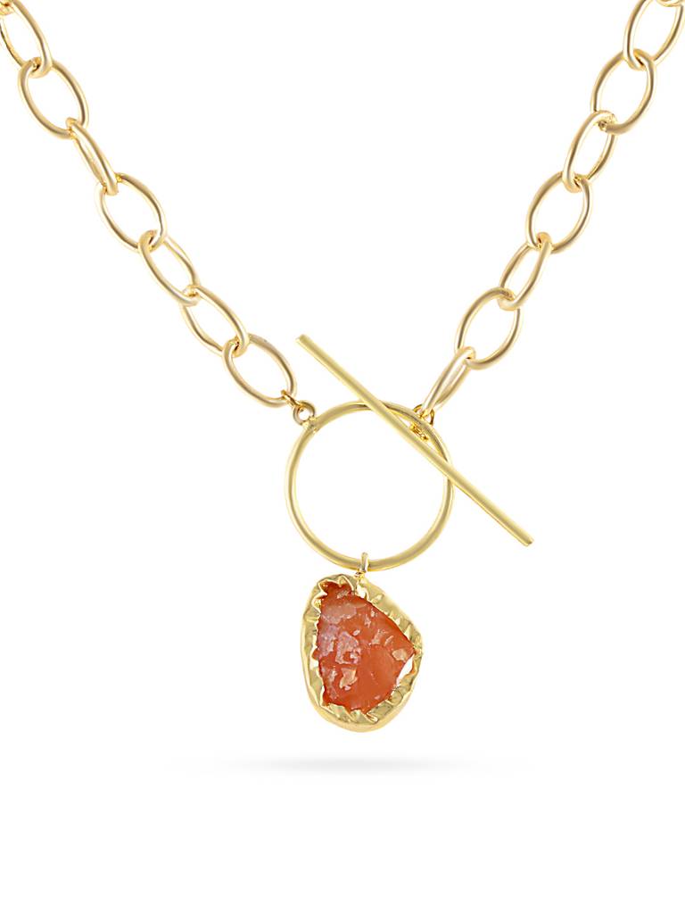 Gold Plated Gemstone Necklace Set : YI24A0071N