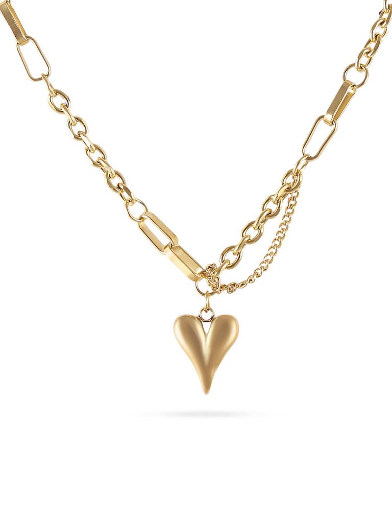 Gold Tone Heart Pendant Necklace : YI24A0087N
