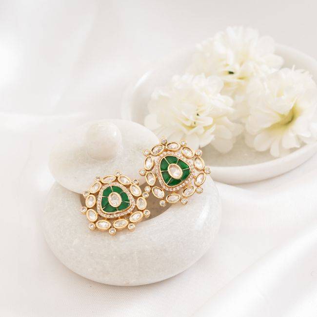 Reen Green Polki Earrings : PA-95