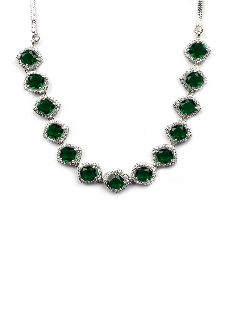 Â Eternal Sparkle:  Ad Sleek Necklace Set : AD132GREEN