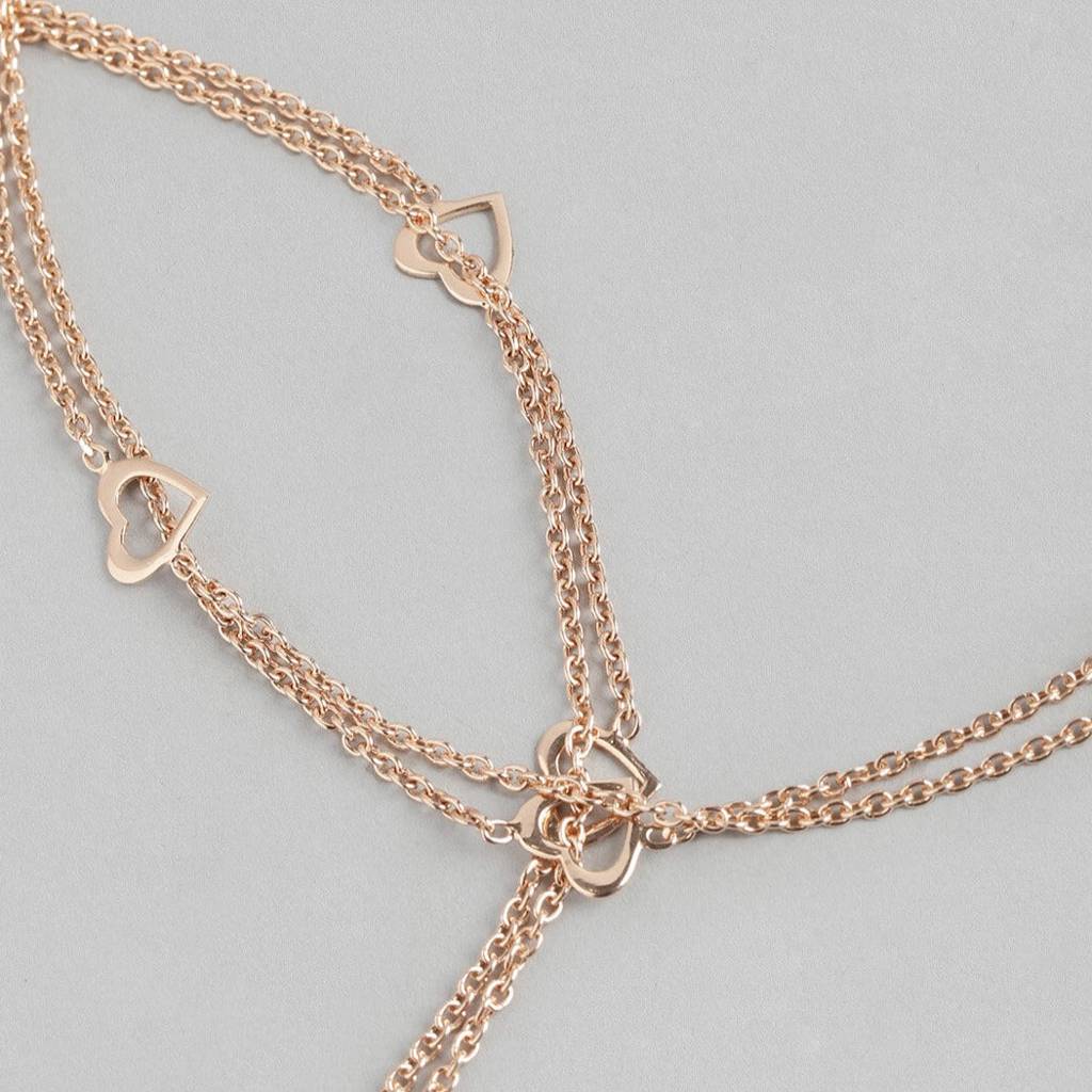 Singing Hearts 925 Sterling Silver Anklets In Rose Gold : ANK-60059-PAIR