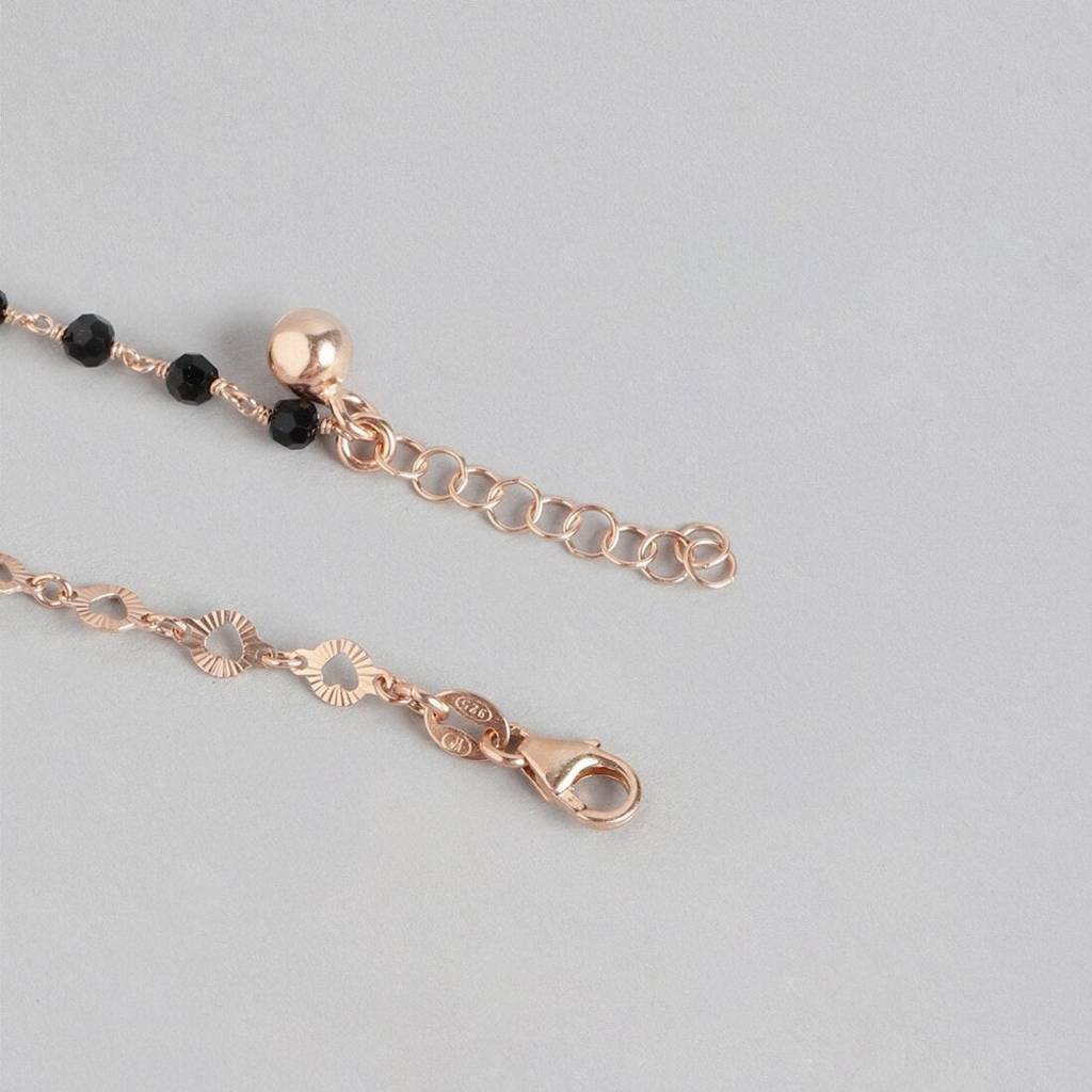 Rose Gold Radiance Beaded Chain Anklet In 925 Sterling Silver : ANK-60272-PAIR