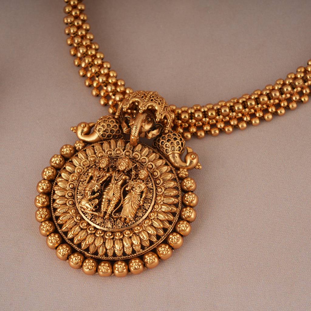 Stunning Antique Gold Ram Sita Necklace Set : SJ098