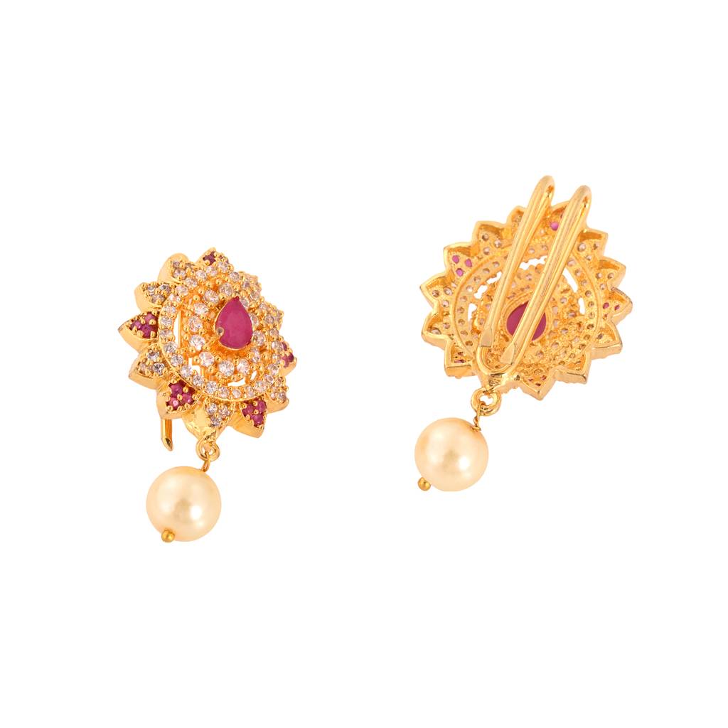 Set Of 9 Gold Toned Red Ad Beads Chotis : SJCH1411