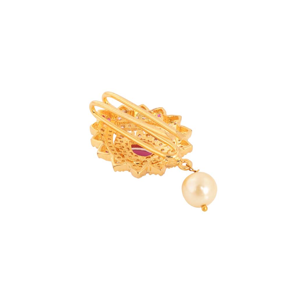 Set Of 9 Gold Toned Red Ad Beads Chotis : SJCH1411