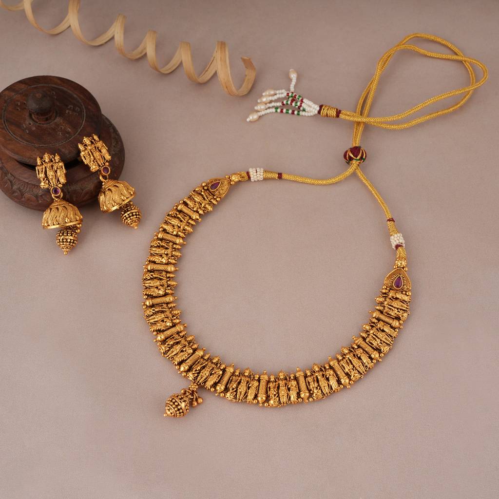 Amazing Antique Gold Ram Sita Necklace Set : SJ096