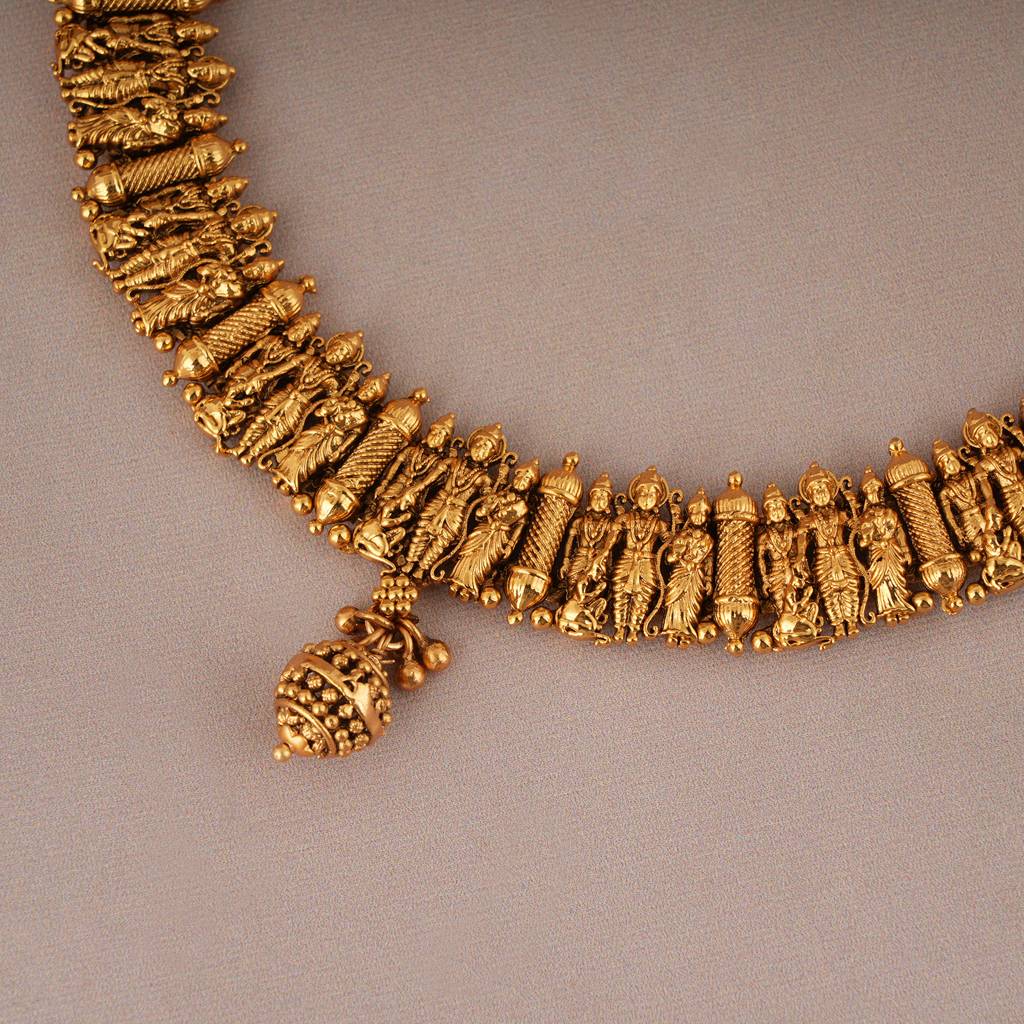 Amazing Antique Gold Ram Sita Necklace Set : SJ096