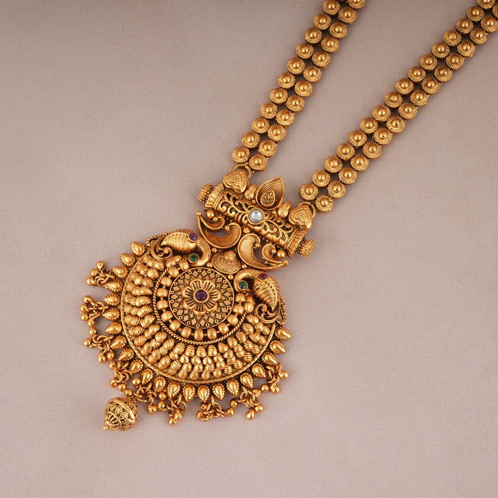 Stunning Antique Gold Necklace Set With Jhumka Earring : SJ097
