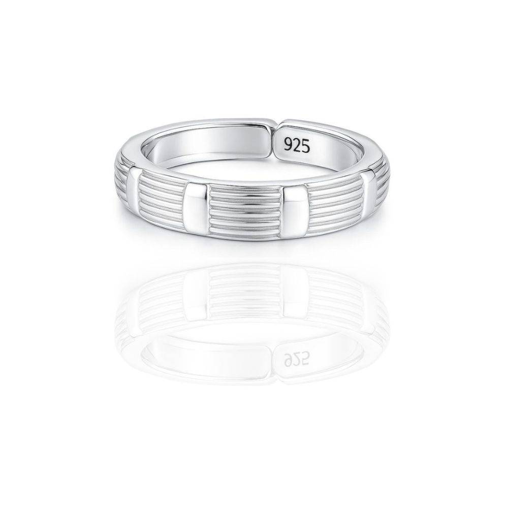 Men'S 925 Sterling Silver Adjustable Ring With Sparkling Cz Stones" : 1417