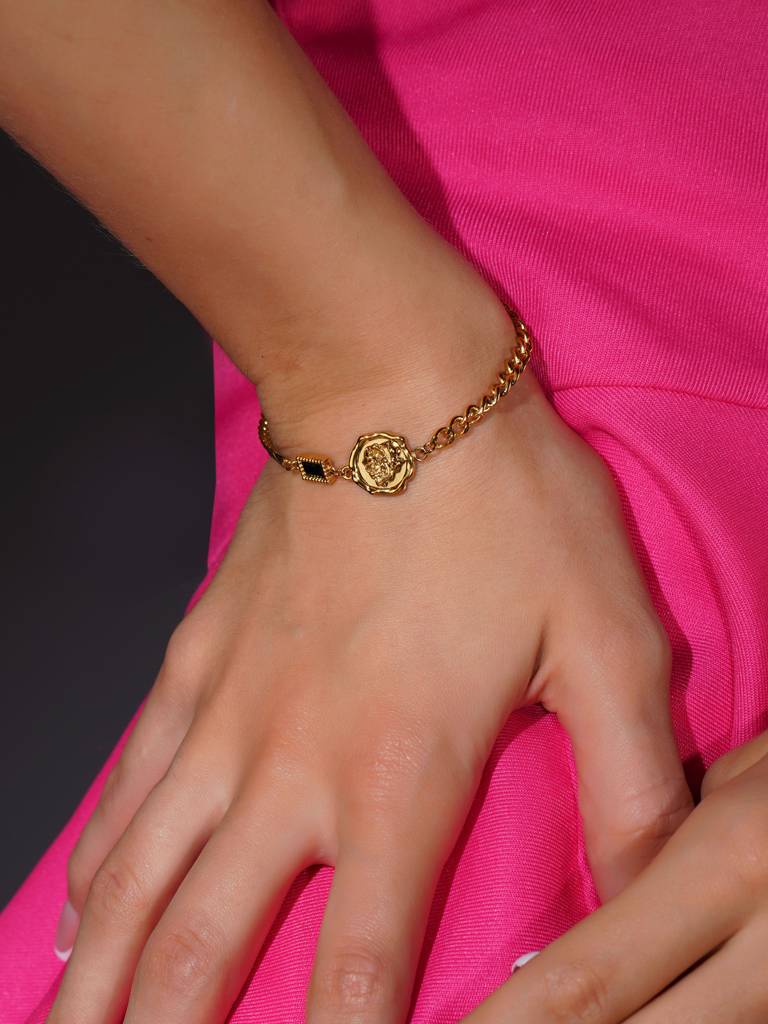 Half-Link Adjustable Gold Bracelet : 0060-DB