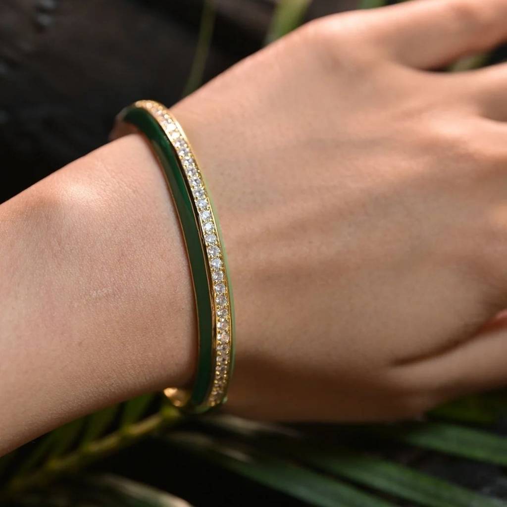 Glitter Green Open Bracelet : BRA0086