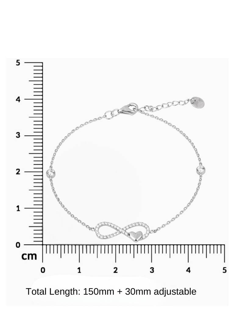 Forever Love Infinity Heart 925 Silver Bracelet : 1434
