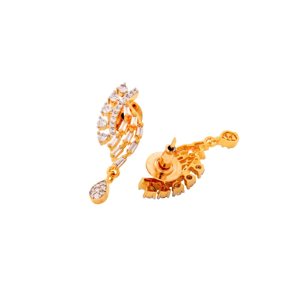 Dual Gold Toned Ad Studded Modern Look Mangalsutra With Earrings : SJMS1444