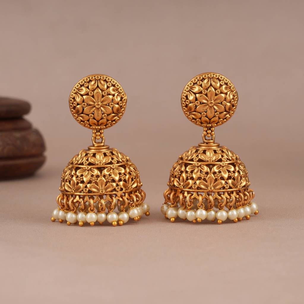 Amazing Antqiue Gold Pearl Drop Royal Jhumka : SJ106