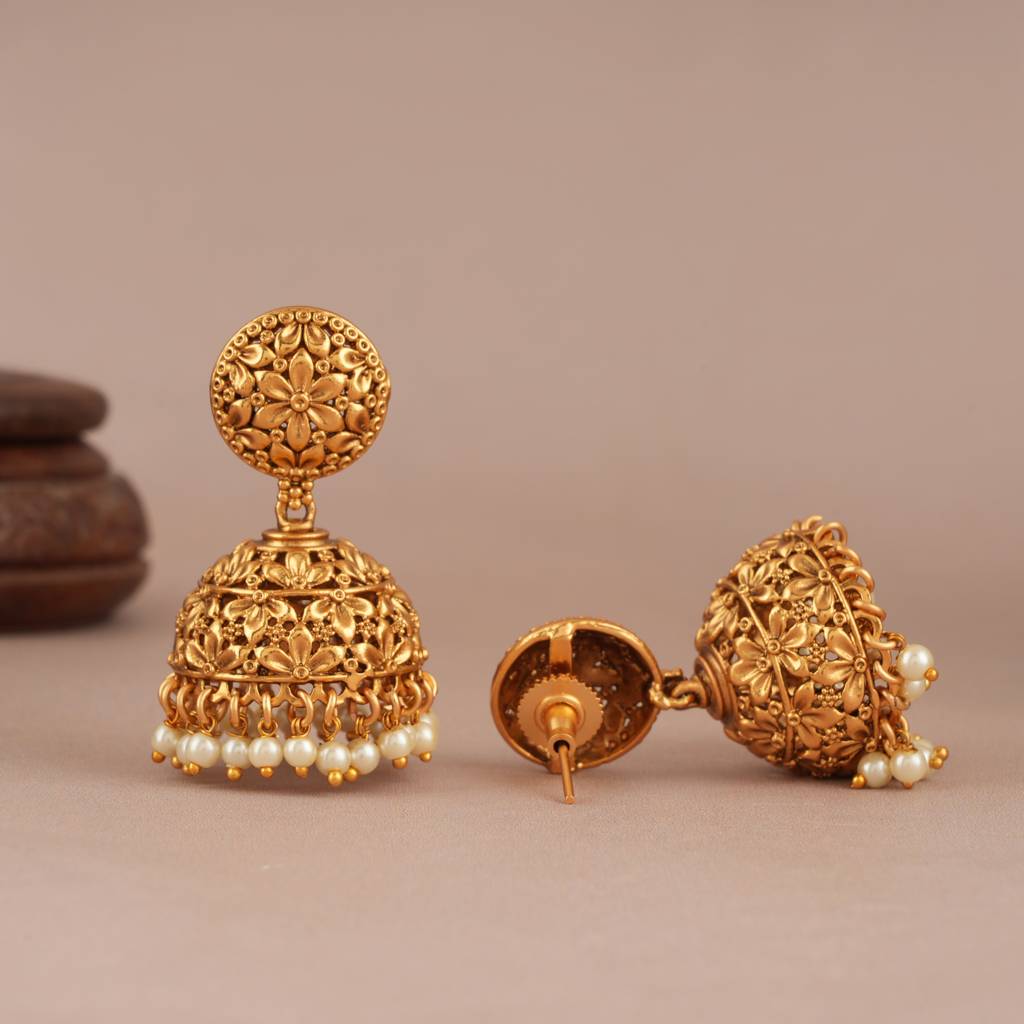 Amazing Antqiue Gold Pearl Drop Royal Jhumka : SJ106
