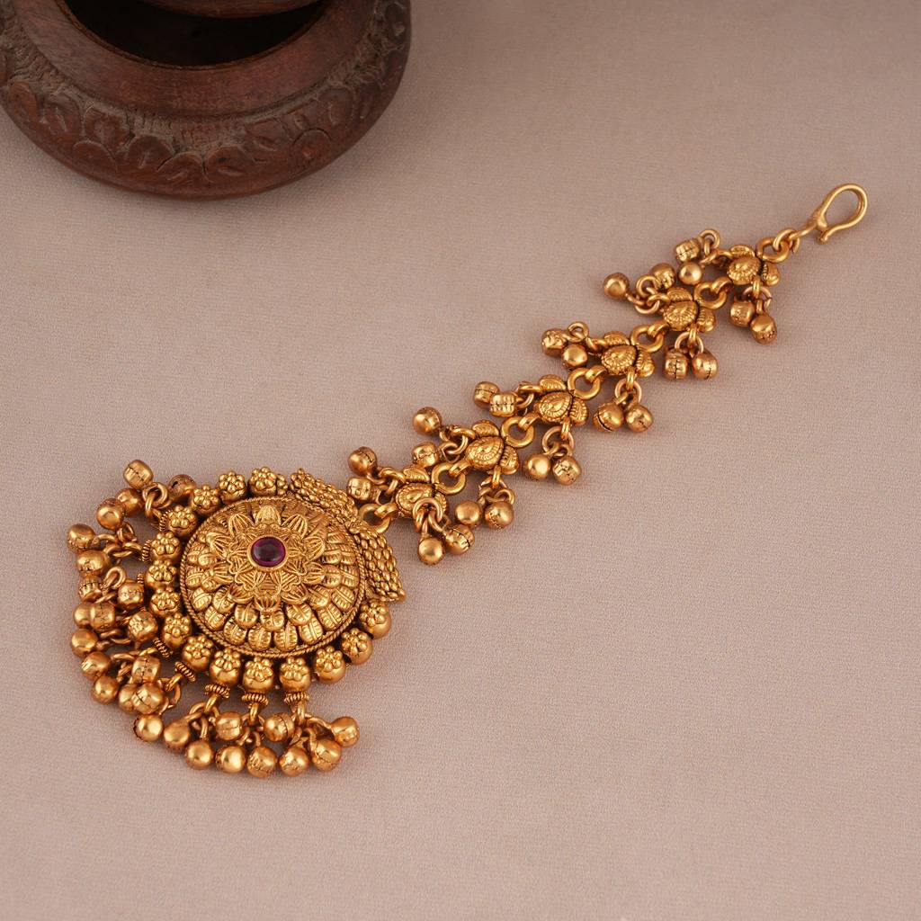 Beautiful Antique Gold Ghungroo Maangtika : SJ166