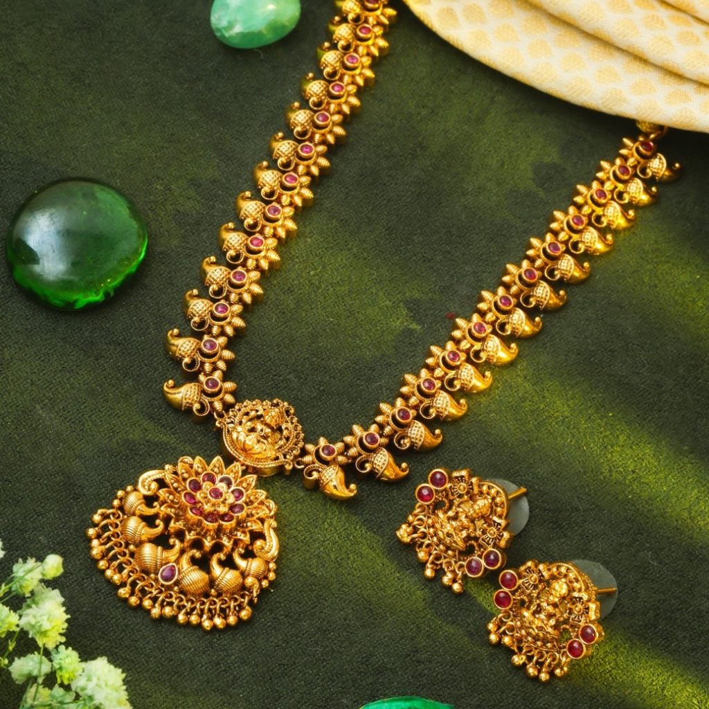 Tulja Combo Necklace Set  – 1 Gram Gold Plated Temple Necklace : T-43