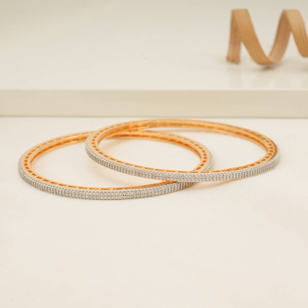 Sleek Cz Diamond Studded Bangle Set For Women : SJ189