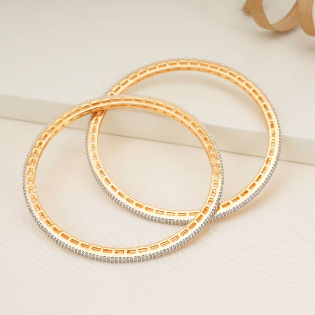 Sleek Cz Diamond Studded Bangle Set For Women : SJ189