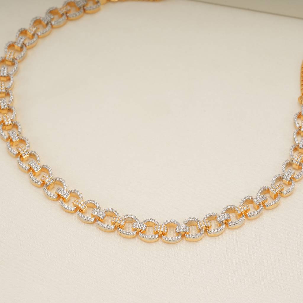 Elegant Cz Diamond Necklace Set : SJ192