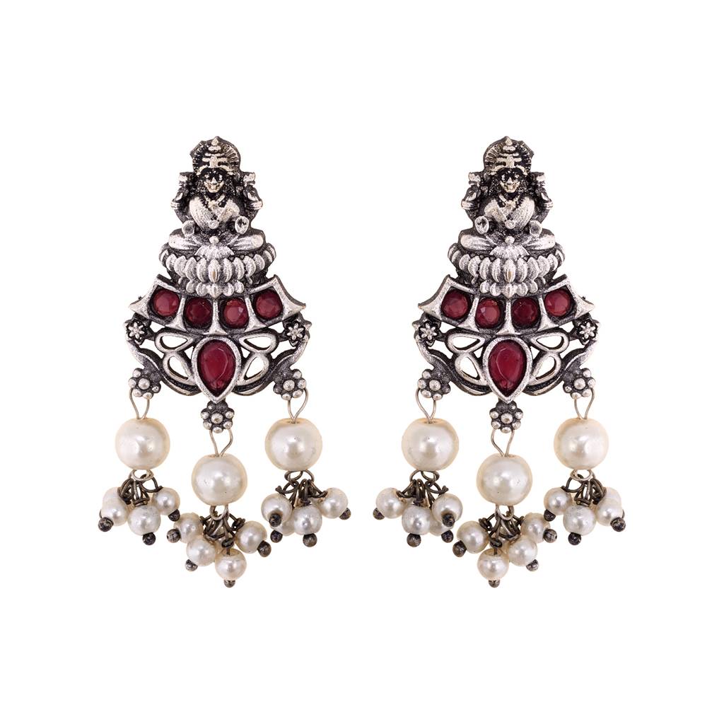 Oxidised Silver Toned Antique Temple Peacock Design Choker  Jewellery Set : SJNK1499