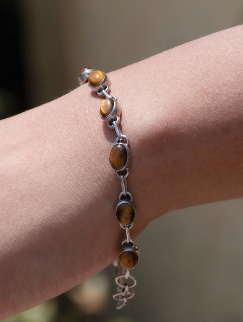 925 Sterling Silver Tiger Eye Bracelet For Women | Gemstone Bracelet | Handmade Silver Jewelry | Elegant Daily Wear  : FU-1235