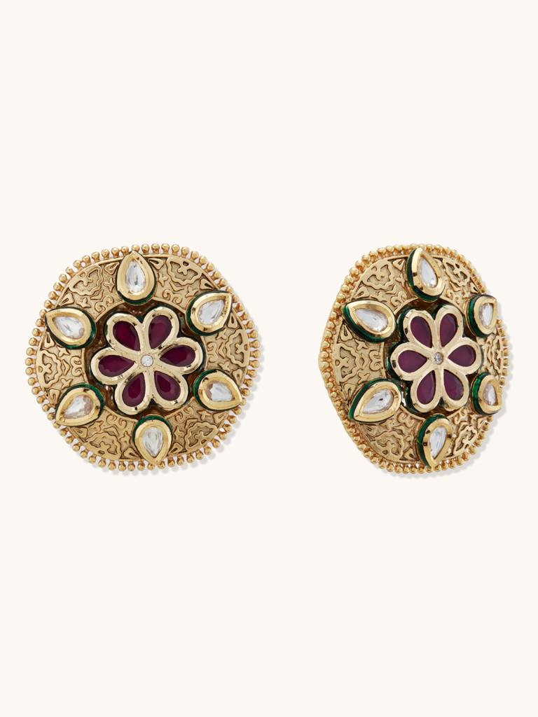 Royal Floral Kundan Studs : YI24A0104E