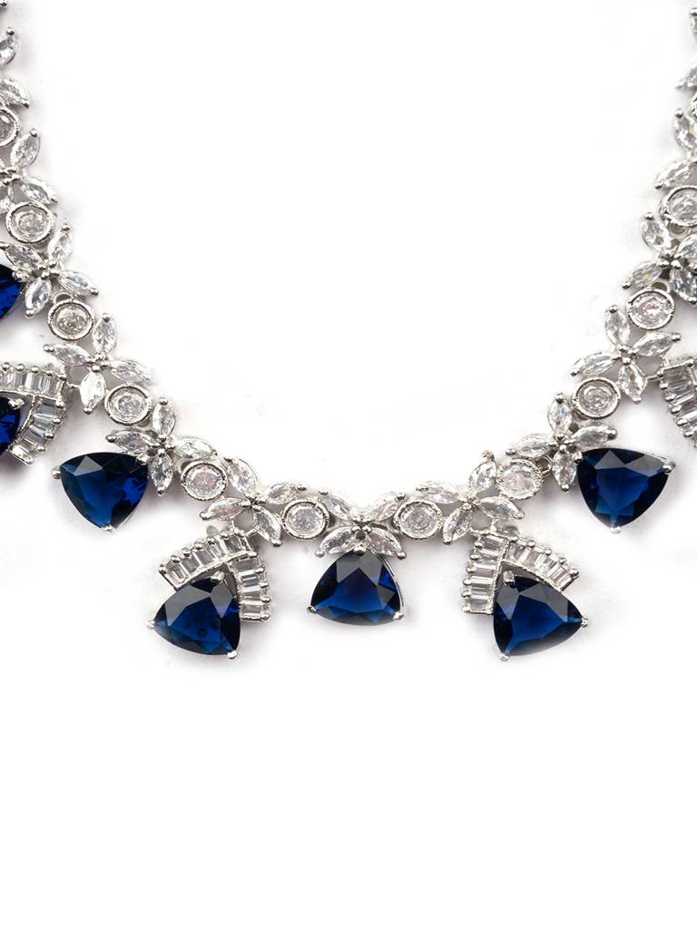 Cz Ad Necklace Set For Glamorous Lookâ : AD127BLUE