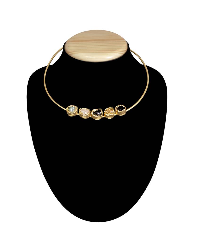 Multicolor Gemstone Choker Necklace : YI24A0069N