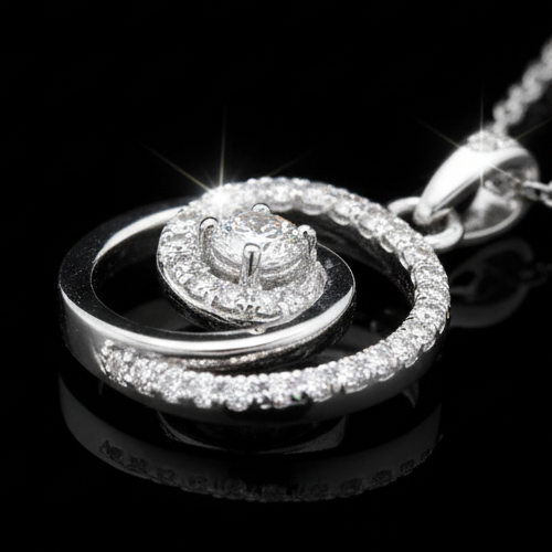 Pure 925 Silver Spiral Moissanite Pendant For Women : SYM-0786