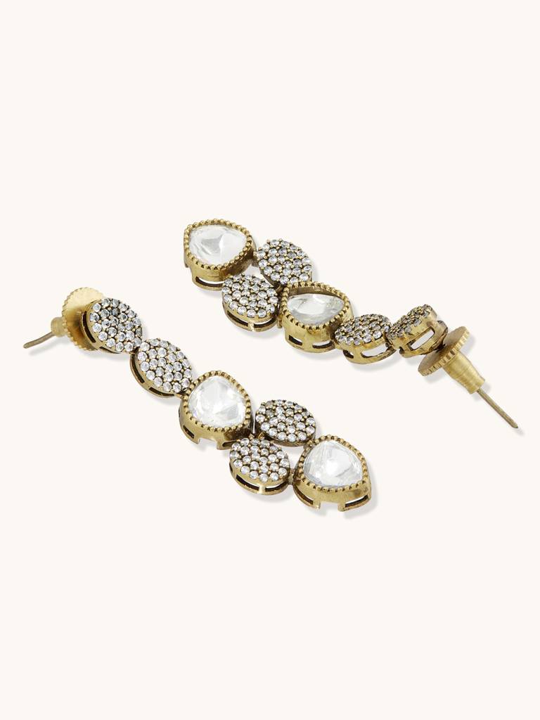 Antique Gold Kundan Necklace Set : YI24A0106N