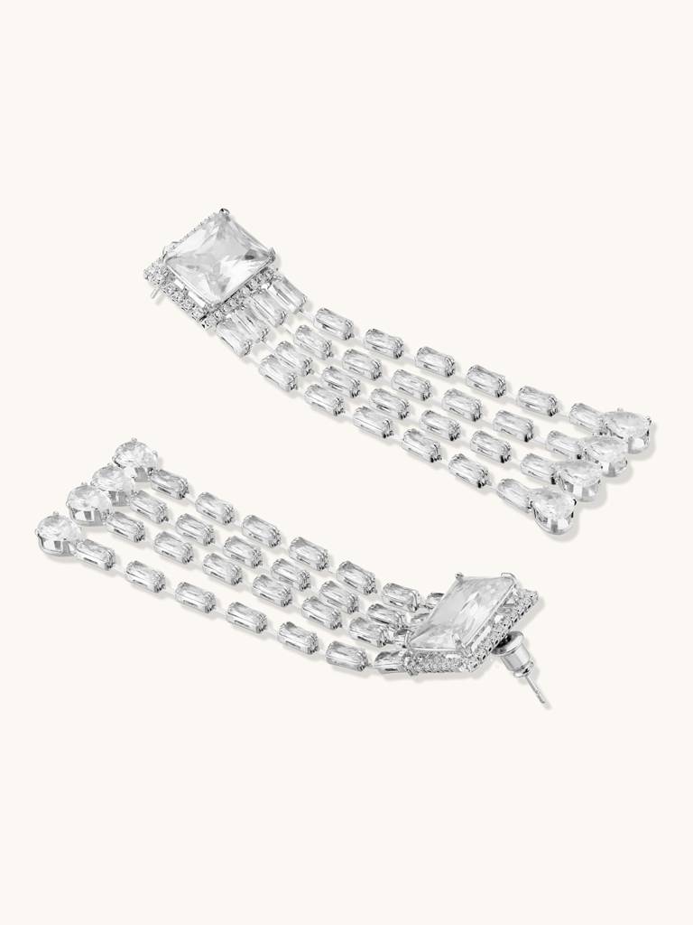 Silver Cz Stone Earrings : YI24A0154E