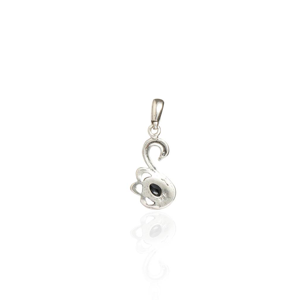 Green European Baltic Amber Swan Pendant In Sterling Silver : SIL-PEN-CAS-0018-GRE