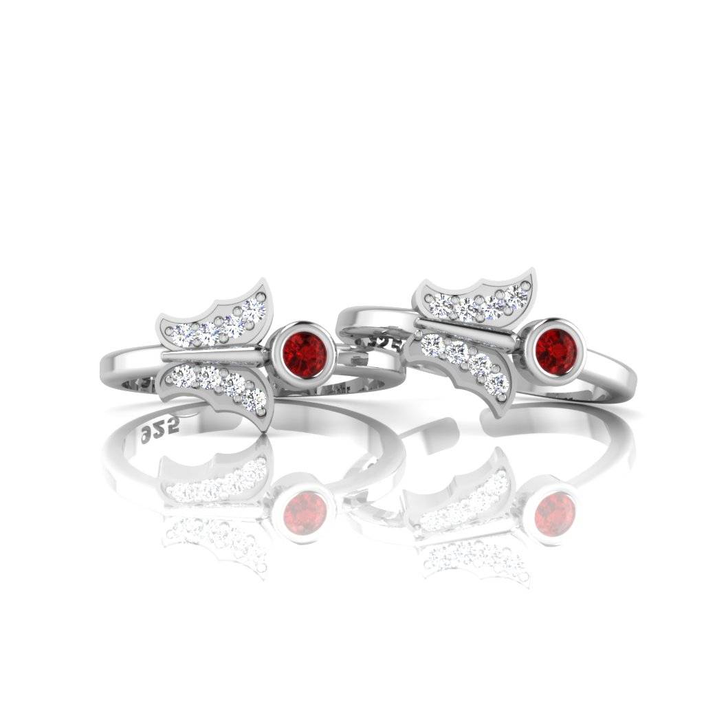 Iski Uski 925 Sterling Silver Fauna Cz Toe Rings