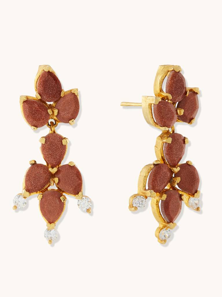 Gold Necklace Set With Semi Precious Stones : YI24A0012N