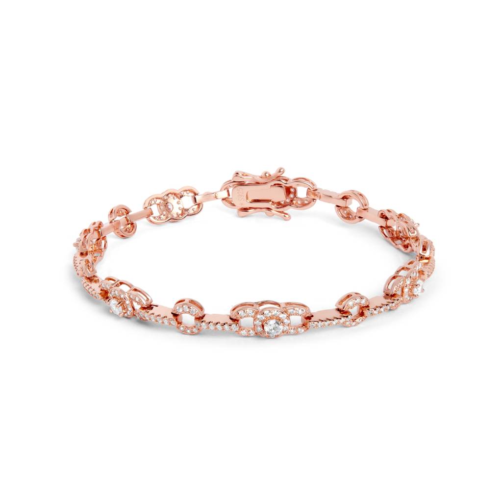 Chained Diamond Silver Bracelet : B018-75