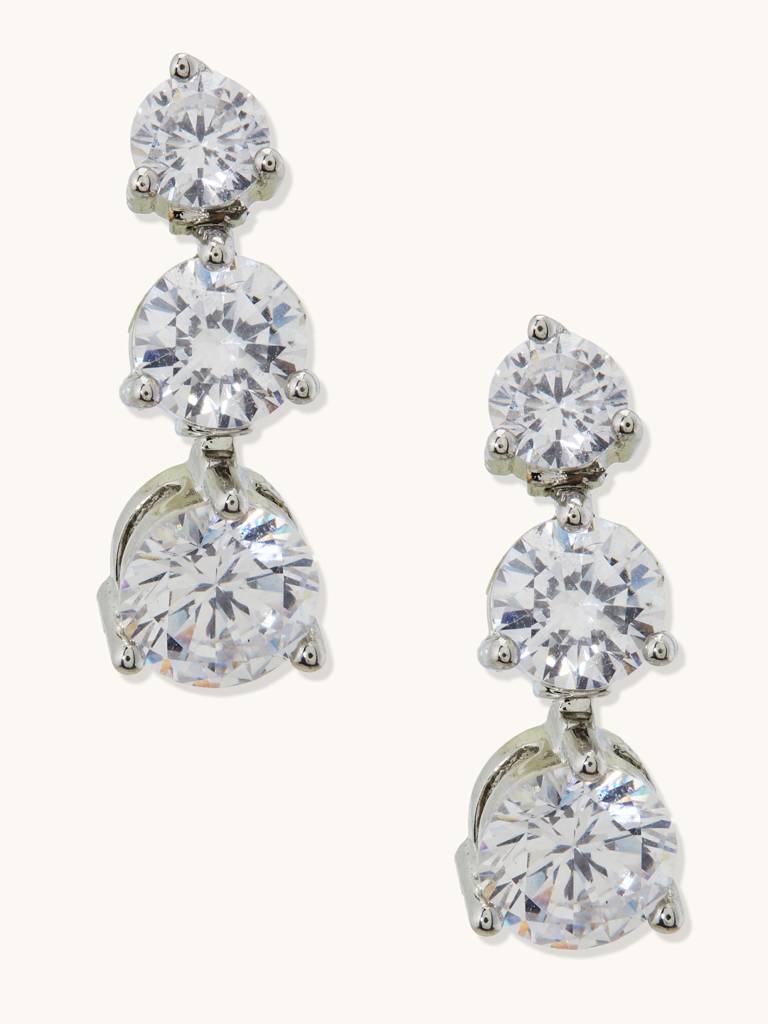 Cz Solitaire Silver Necklace Set. : YI24A0092N