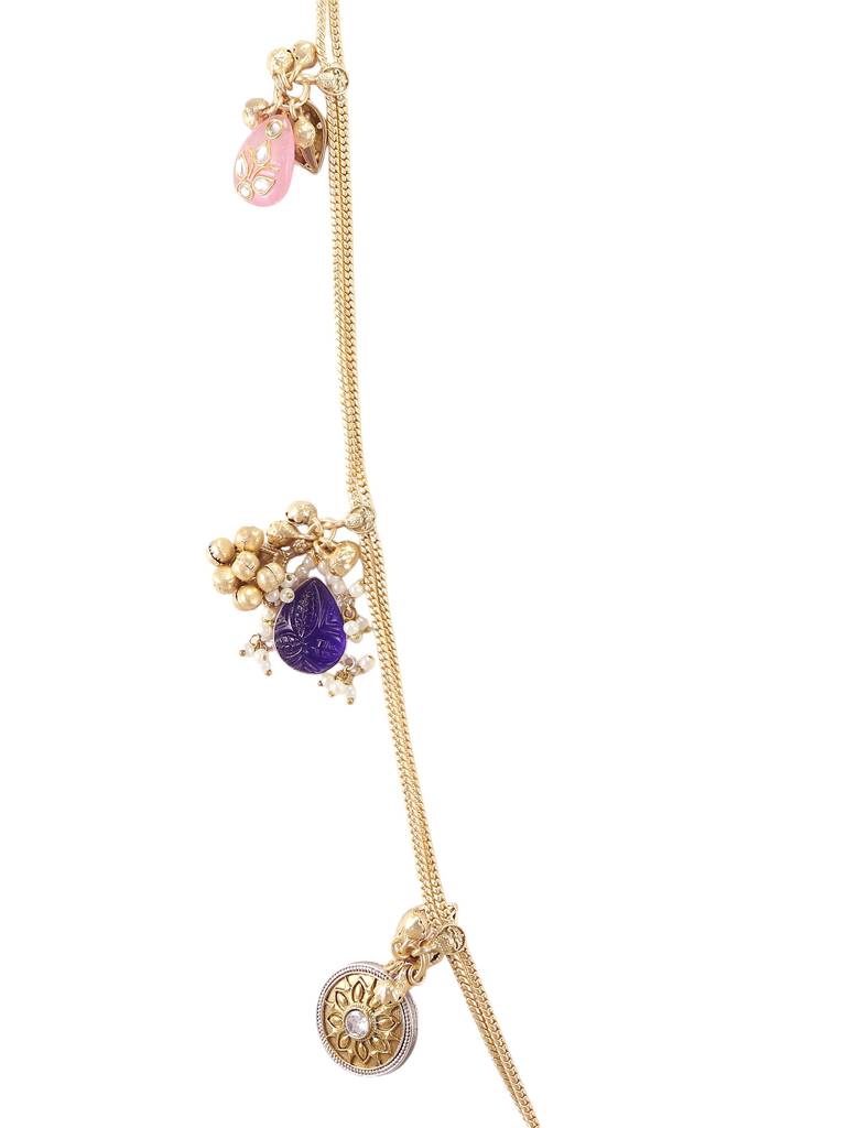 Elegant Gemstone And Pearl Adorned Statement Necklace : YI24A0079N