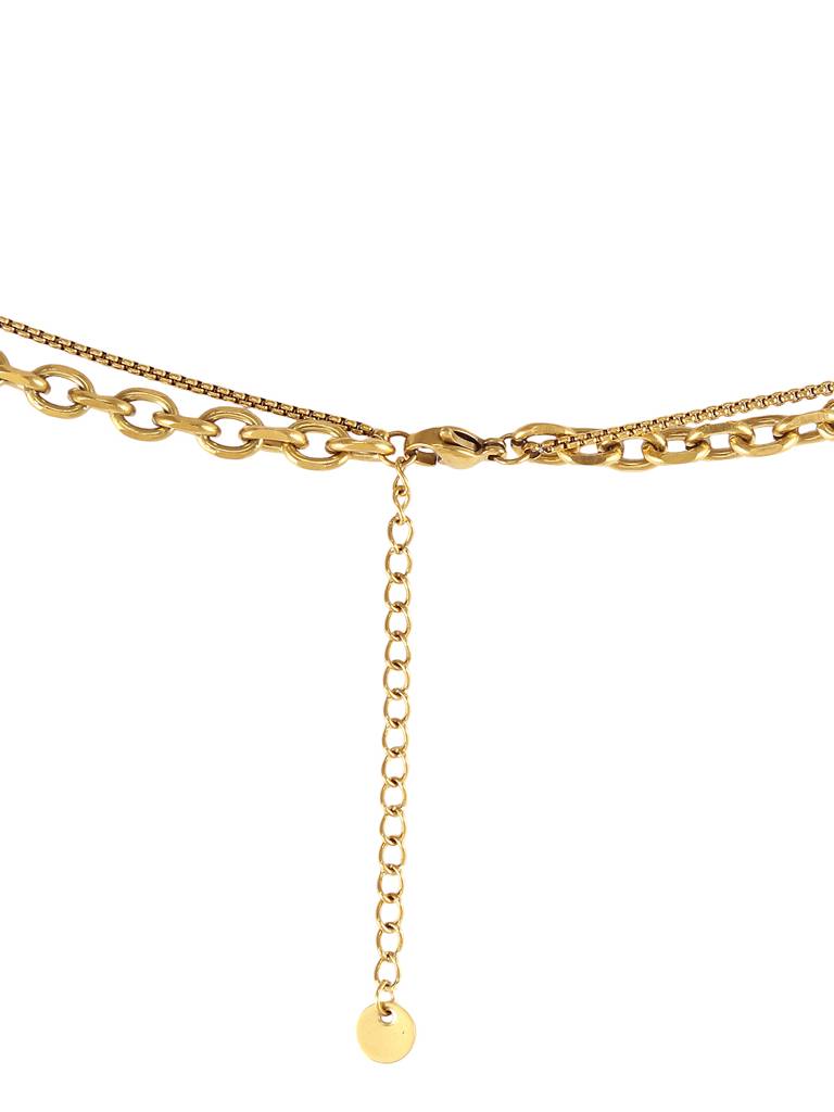 Gold Tone 2 Layer Heart Pendant Necklace : YI24A0088N