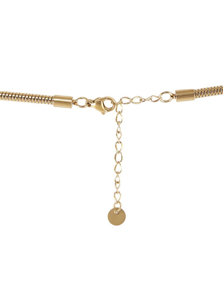 Gold Tone Large Oval Pendant Necklace : YI24A0086N