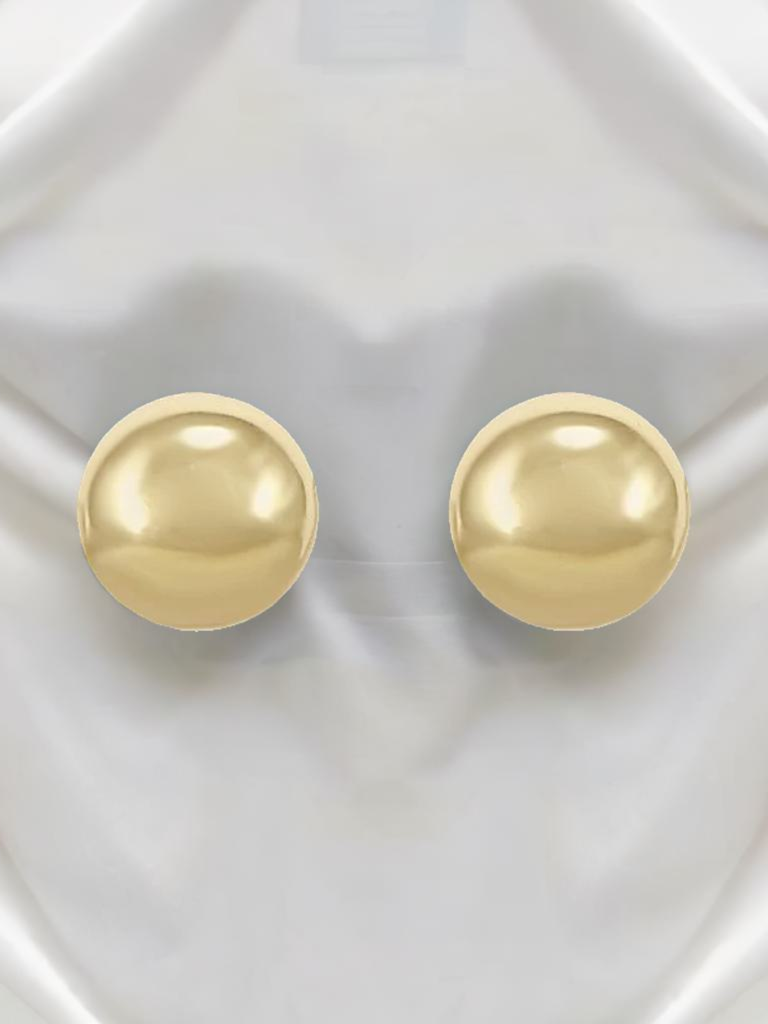 Minimalist Gold Round Shaped Stud Earrings : YI24A0056E