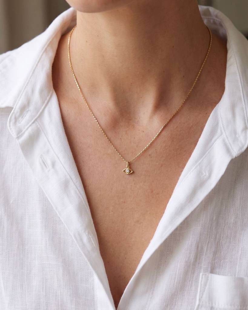 14K Gold Filled Evil Eye Pendant Necklace | Gold Infused Jewellery : 14KGFEENEC