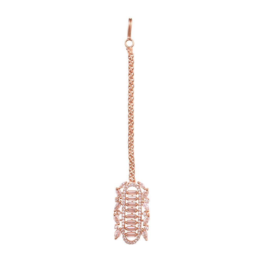Rose Gold Plated Red & White Ad Studded Choker With  Tika  Jewellery Set : SJNK1501