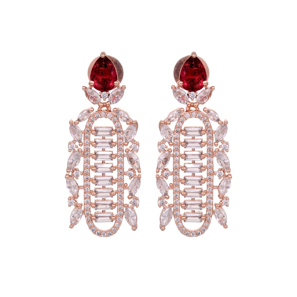 Rose Gold Plated Red & White Ad Studded Choker With  Tika  Jewellery Set : SJNK1501